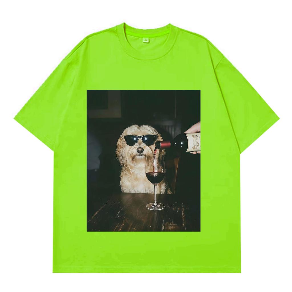 Bere Birra Cane Divertente Meme Grafica Magliette Unisex Unisex Moda Vintage T-shirt Manica Corta Larga Casual Cotone T-shirt Streetwear