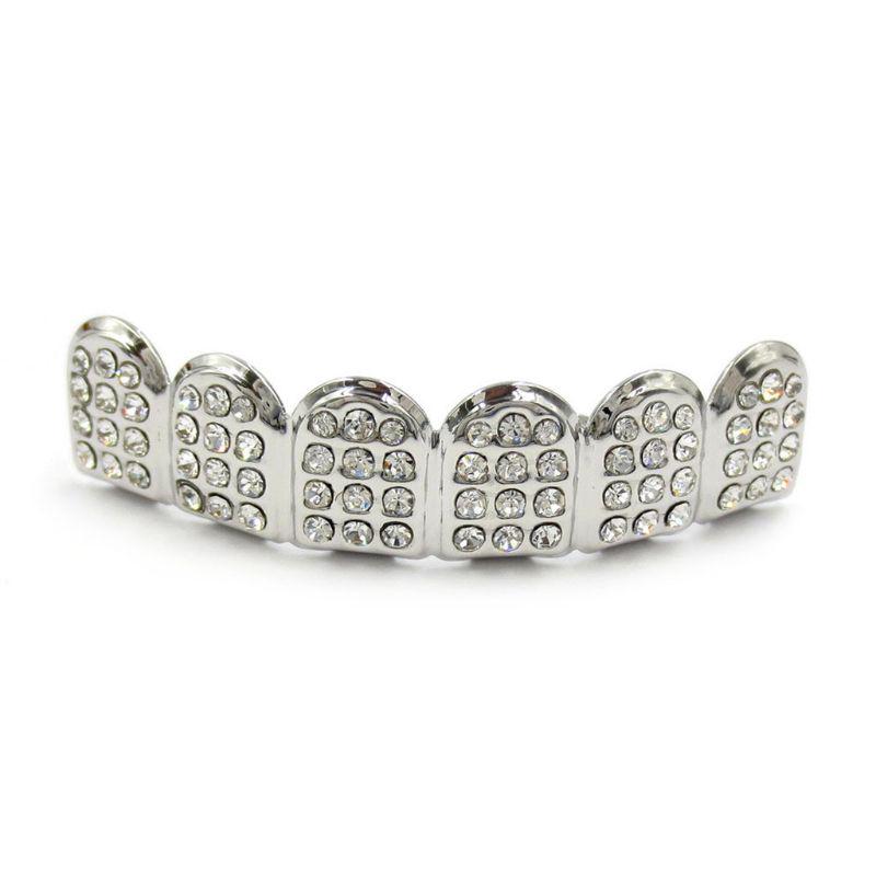 

New Fshion Hip Hop Gold Silver Colour Iced Out CZ Teeth Grillz Top Bottom Men Women Jewelry Party Gifts