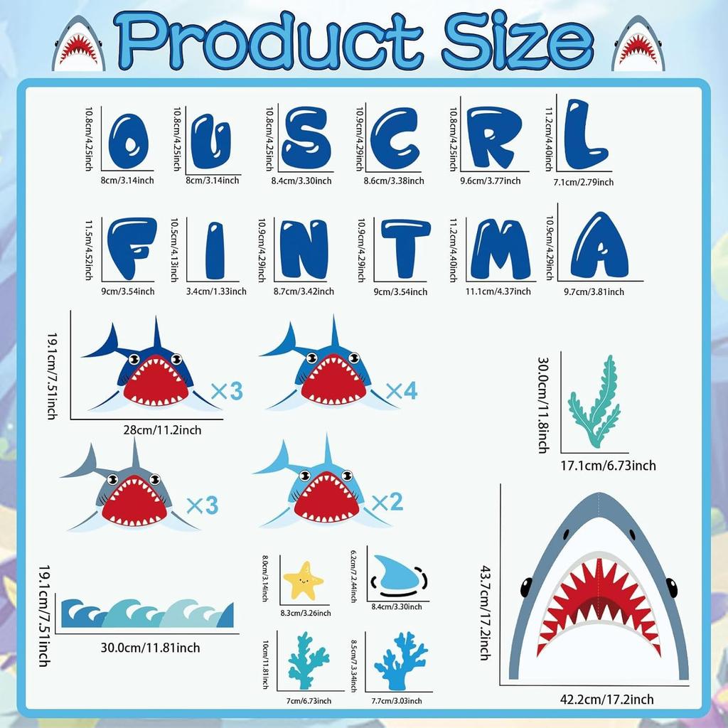 Summer Bulletin Board Kit Under The Sea Classroom Decorations Back to School DIY Photo Bulletin Board Set Ocean Theme Shark Paper Cutouts Decor for