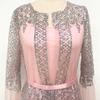 Women Long Sleeve Sequin Mesh Suit Gown Long Two Piece Dress