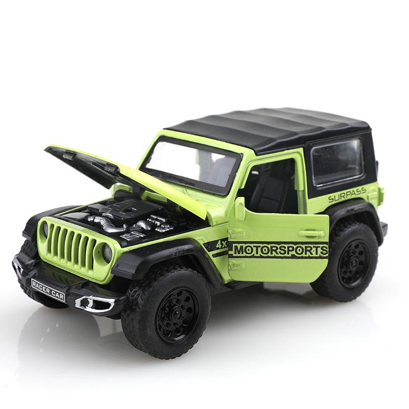 (Bagged) 1/36 Scale Jeep Wrangler Four-Door Off-Road Pullback Toy Car, Die-Cast Metal, Boy'S Toy, Powerful Pullback.