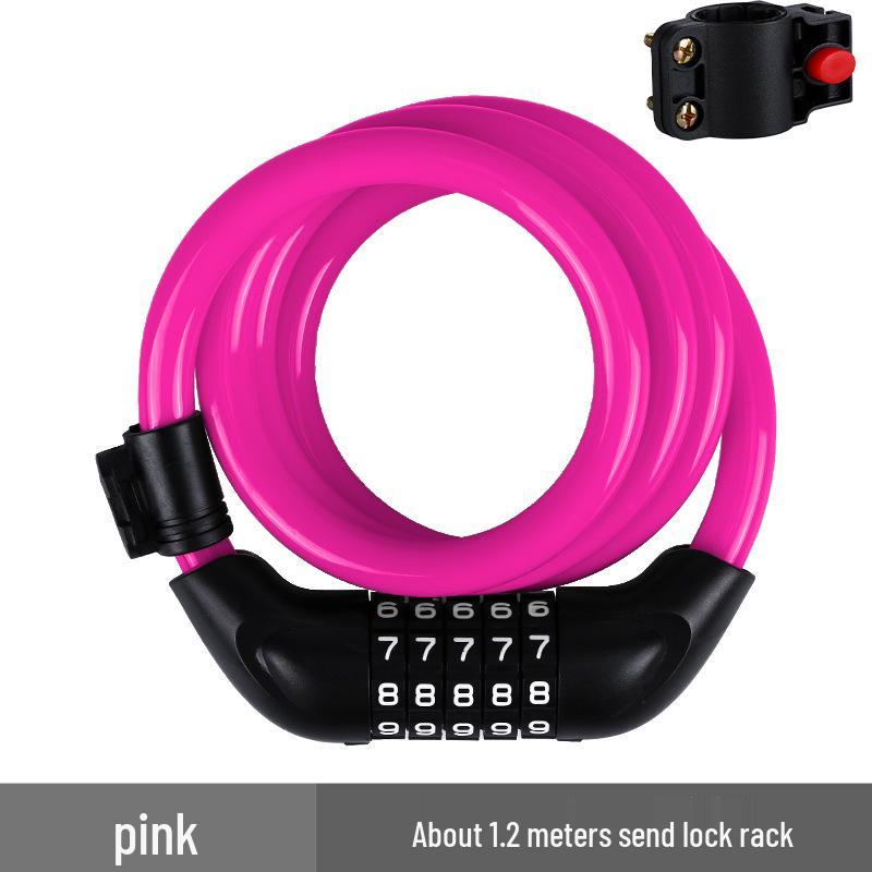Five-Digit Combination Cable Lock for Bicycles and E-Bikes - Anti-Theft Steel Loop Lock for Mountain Bikes