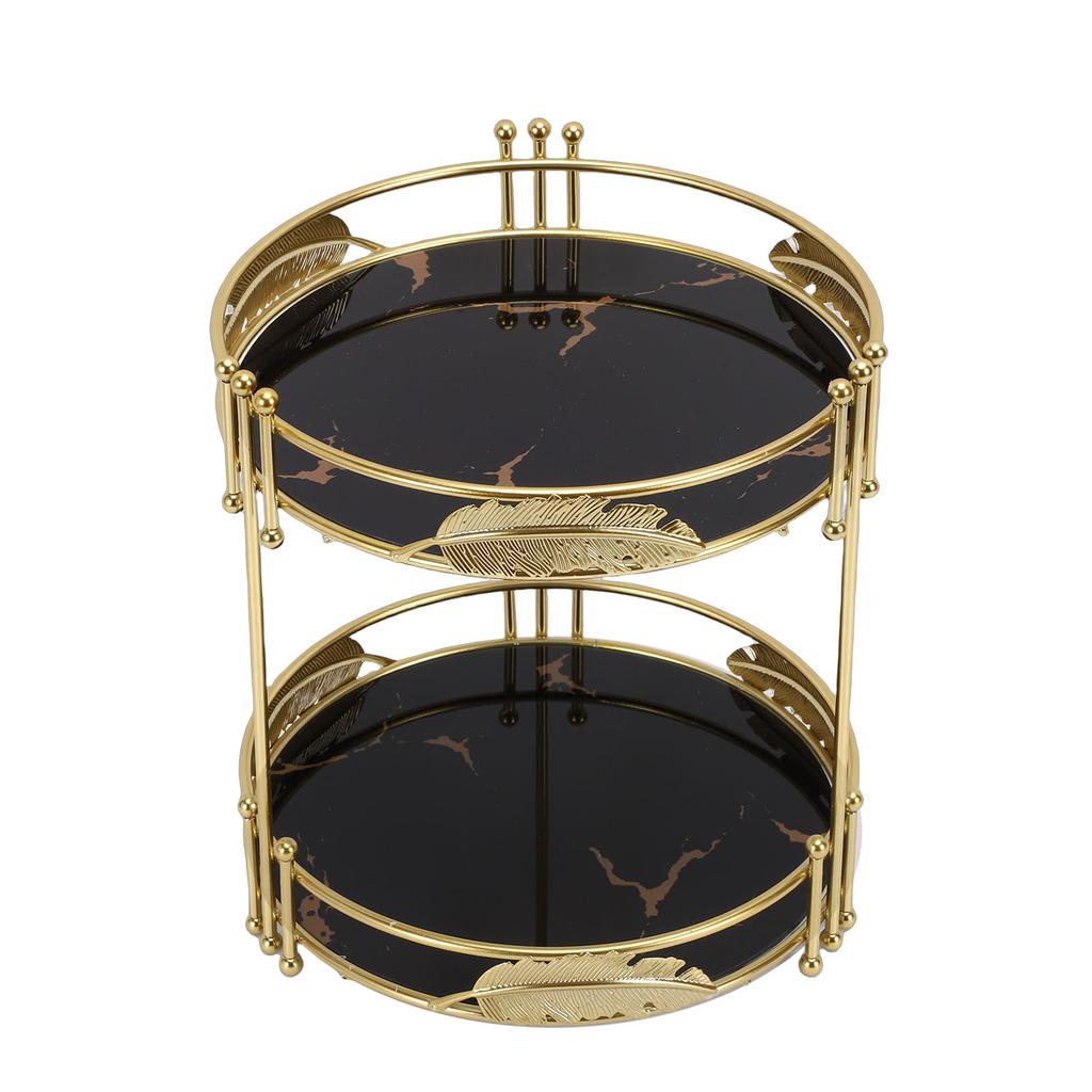 Make-up   Eisen 2-stöckig Hautpflege Aufbewahrung Display-Ständer Badezimmer-Arbeitsplatte   Regal für Schminktisch Schlafzimmer Schwarz Gold