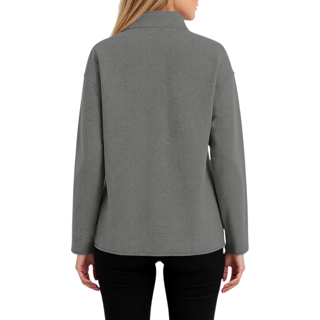 Ladies' Casual Temperament Double Breasted Solid Color V-neck Coat Jacket