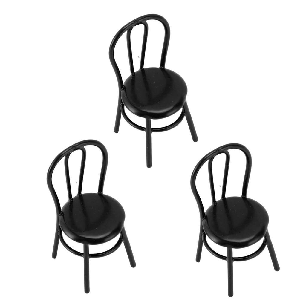 3 STK Miniatur Stühle 1:12 Maßstab Puppenhaus Rückenlehne Stuhl Metall Möbel Modell für Puppenhaus