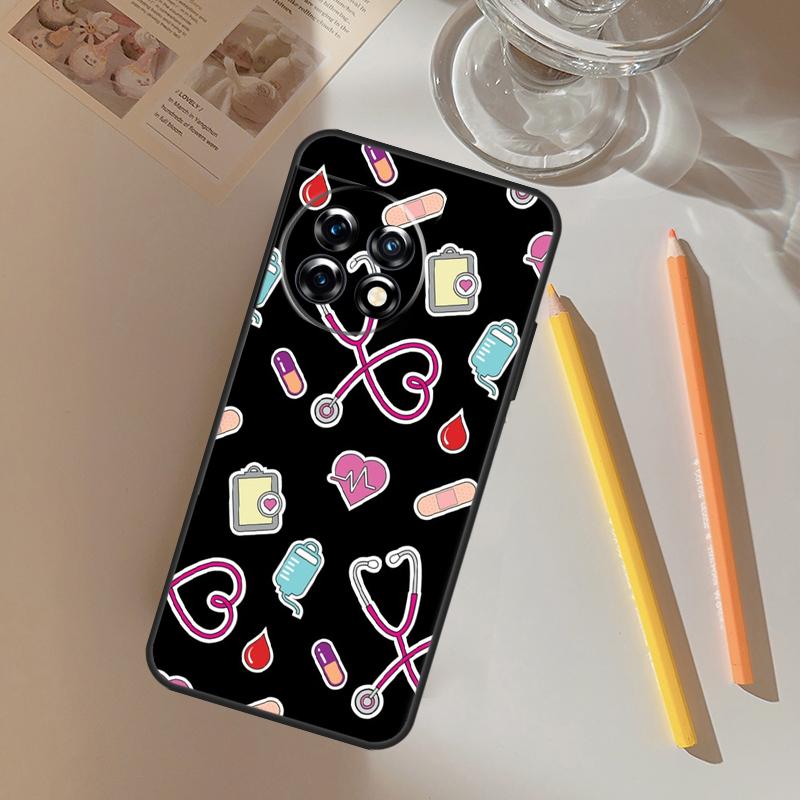 Medical Medicine Nurse Pattern Funda For OnePlus 13 13R 12 R 11 9 10 Pro 8T 9RT 10T OnePlus Nord 4 CE 2 3 Lite N20 N30 Case