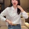 Frühlingsbesticktes Retro-Langarmhemd im chinesischen Stil für Damen