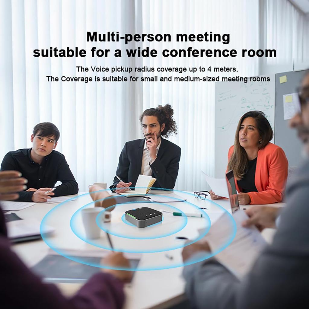 eppfun SK001 Ultra Conference Microphone Speaker with Omnidirectional Sound 4 Echo and Noise Work from Online Meetings Bluetooth, 360° Pickup,
