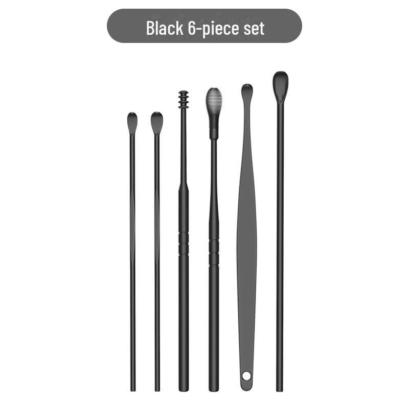 6-piece set of portable ear picks with keychain for adults, household use