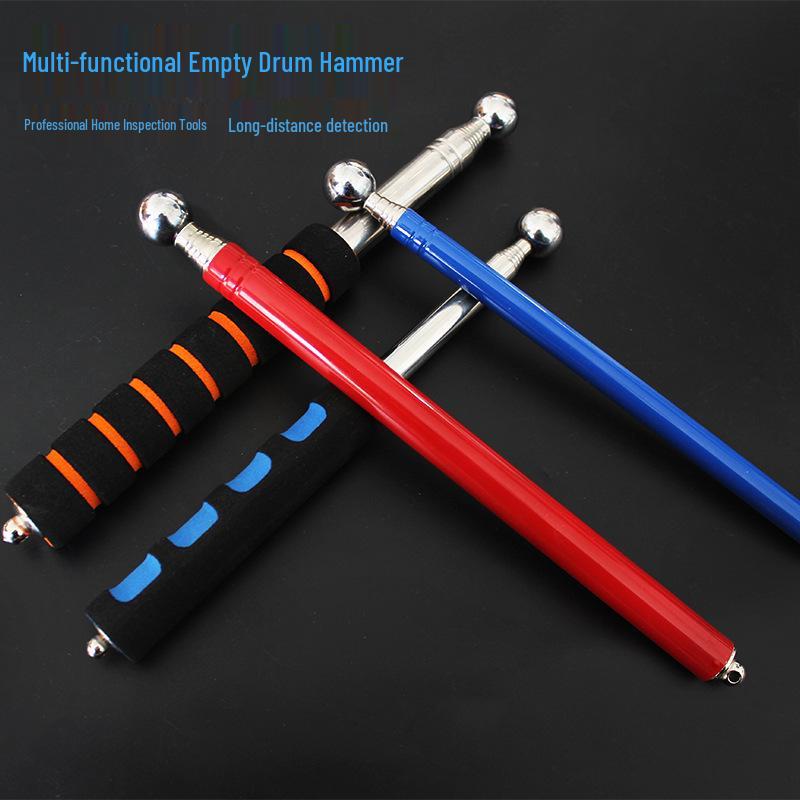 Hollow Drum Telescopic Stainless Steel Inspection Hammer - Multi-Functional Tile & Wall Sounding Tool 98cm (Sponge Handle)