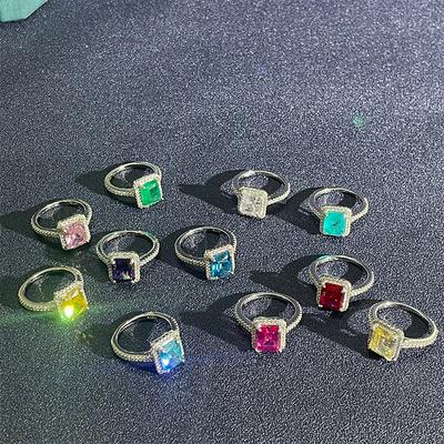 Cellacity Νέος Δακτύλιος με πολύτιμους λίθους Παραΐμπα για γυναίκες Δακτύλιος από ασήμι 925 με πολύτιμους λίθους 8*10 χιλιοστών δώρο για γαμήλιο πάρτι μέγεθος 6-10