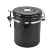 Airtight Coffee Canister Storage Jar Date Tracker CO2 Release Valve Stainless Steel Container Black
