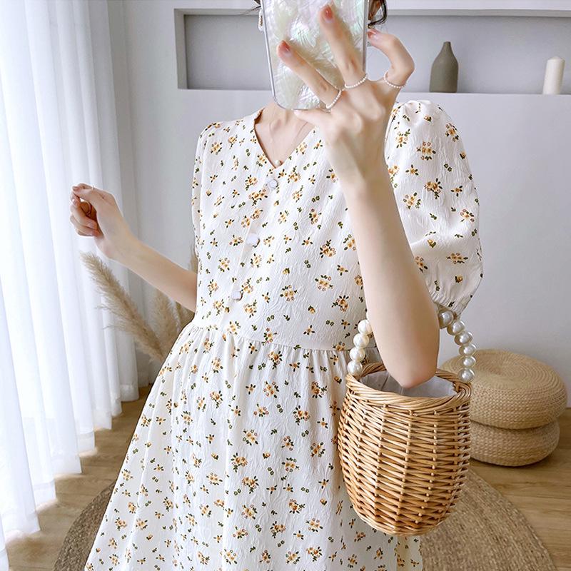 High-End Floral Maternity Midi Dress for Summer: Pregnancy & Breastfeeding Friendly