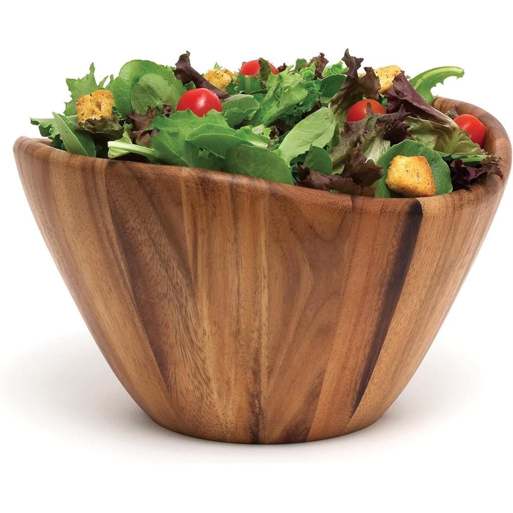 2026 New Large Wood Salad Bowl for Home Use with Salad Dressing.