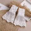 Elegant White Floral Lace Fake Cuffs For Women Stylish Hand Sleeve Cosplay Accessories Perfect For Parties And Weddings