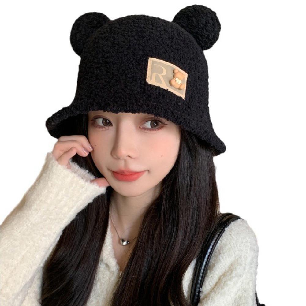 

Versatile Fisherman Hat Knitted Basin Hat New Bucket Hat Autumn Winter чорний