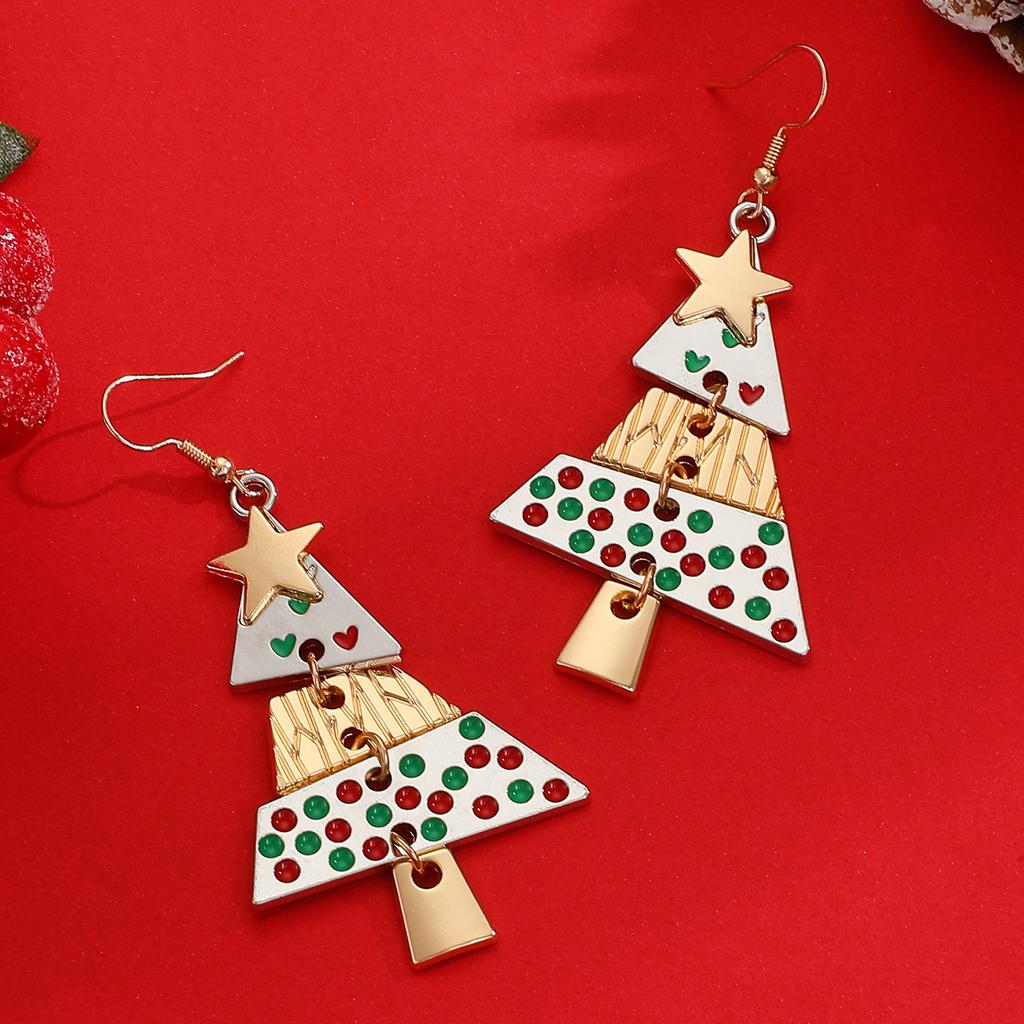 Christmas Tree Long Earrings For Women Alloy Party Carnival Fashion Stud Festival Jewelry