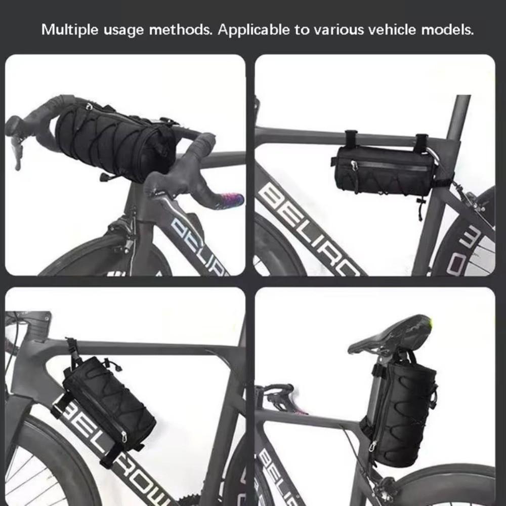 Multi-Functional Cycling Bag Oxford Fabric Large Capacity Bicycle Storage Bag Elastic Band Front Frame Bike Organizer Bag