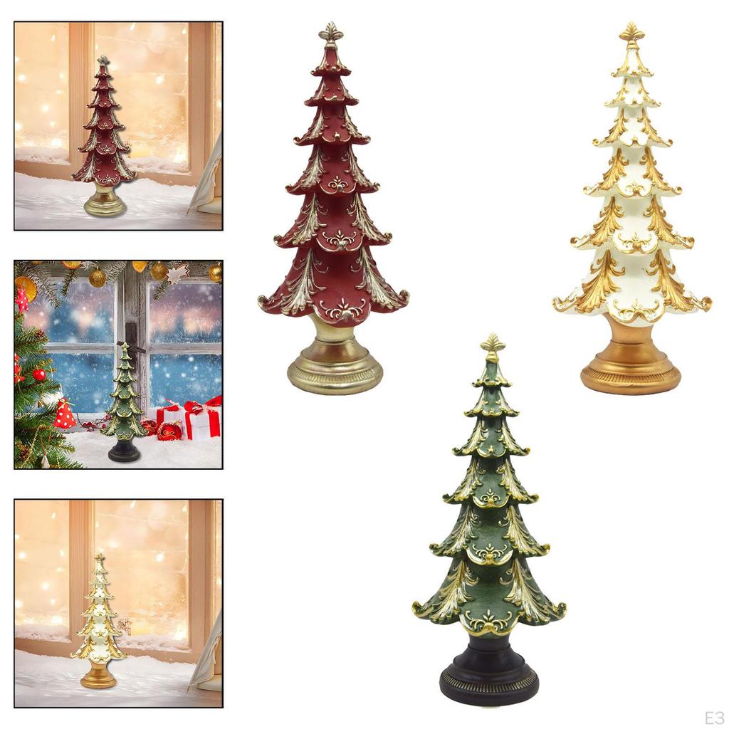 Christmas Tree Figurine Landscaping Xmas Statue Sculpture for Party Living Room Bedroom Office