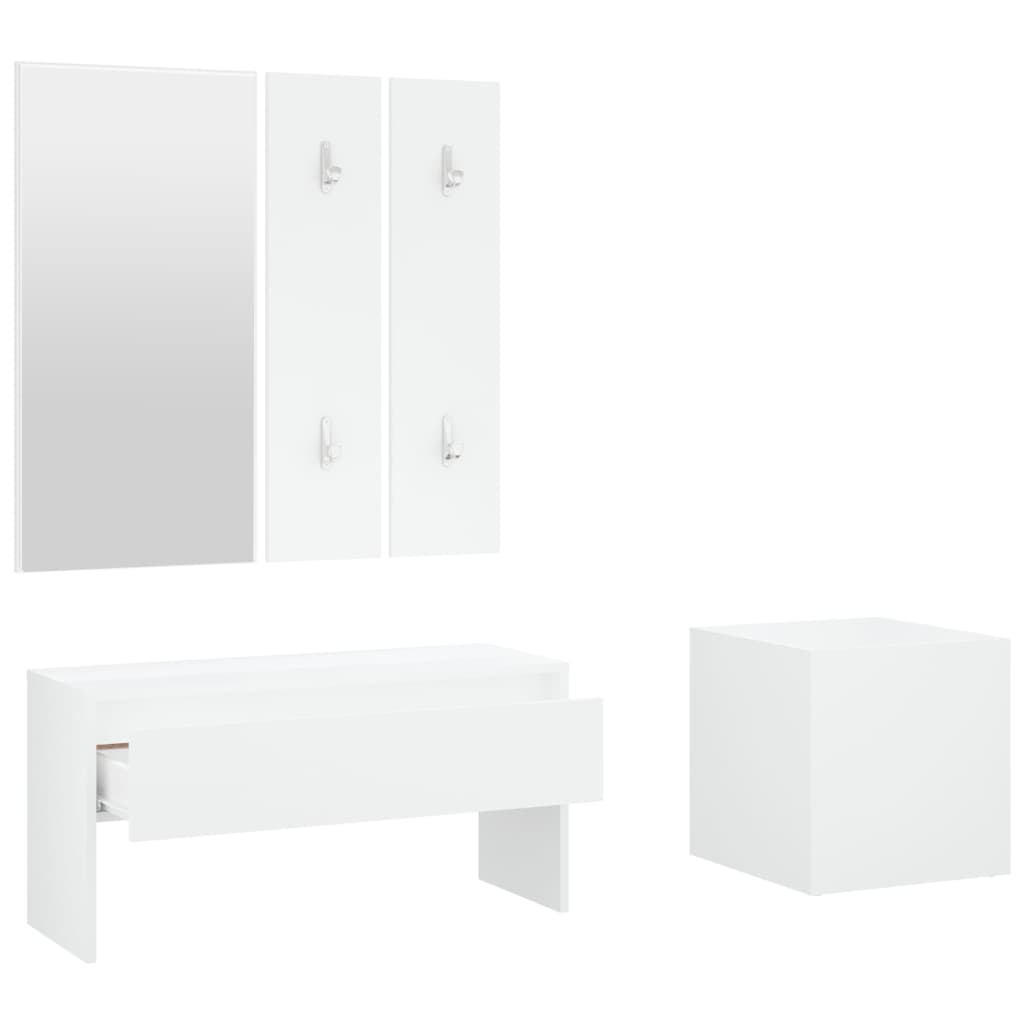 Coat Rack Set White Particleboard