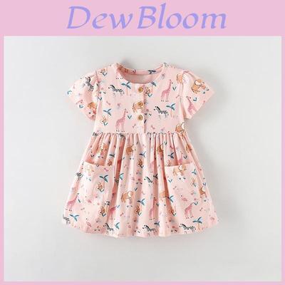 Summer Girl Dress With Soft Cotton Fabric And Floral Pattern For Toddler Girls