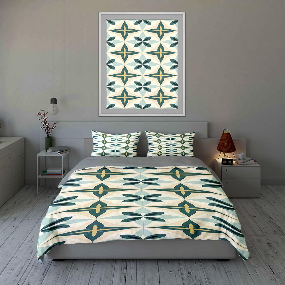 Geometric floral pattern. Bedding Duvet cover sets Duvet covers Pillowcases gifts (1 * Duvet Cover 2 * Pillowcases, without duvet insert)