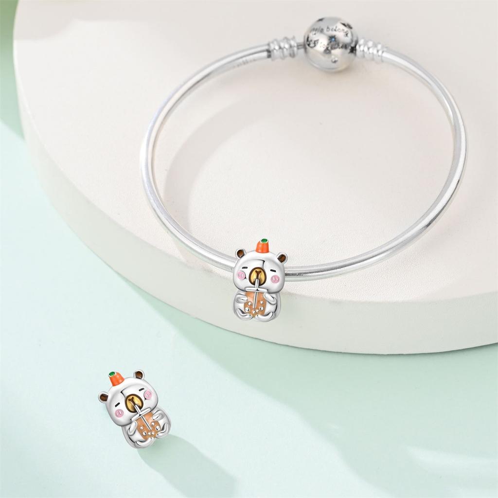 Cute Capybara Pendant Charm Cat Pet Bracelet DIY Bead Jewelry Gift for Girls