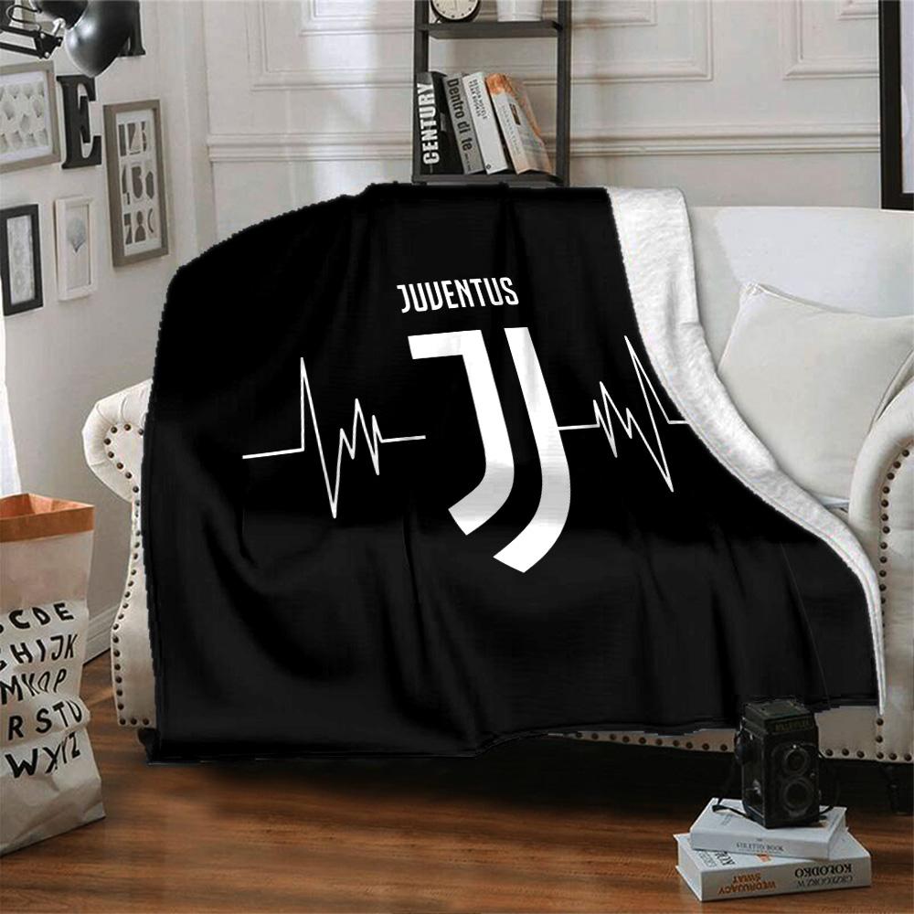 Juventus Herzschlag Logo Flanelldecke, Weiches Polyester, Modernes Design, Ganzjahres für Camping, Reisen, Geschenke für Feiertage oder Geburtstage