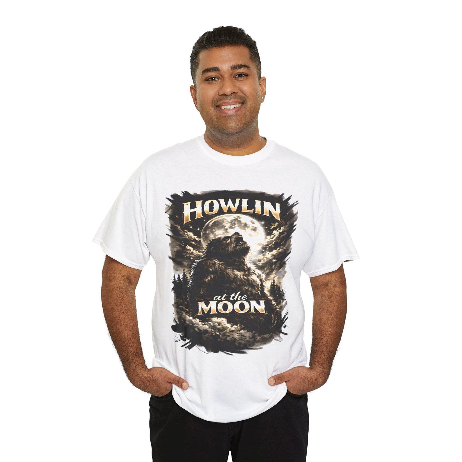 Howling at the Moon V4 BigfooT shirt,Sasquatch Moon Graphic Tee, 2XL