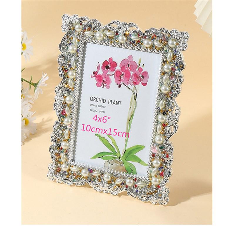 

1pcs high-end pearl diamond photo frame 6 inches, 7 inches vertically placed on the countertop for decorating the room