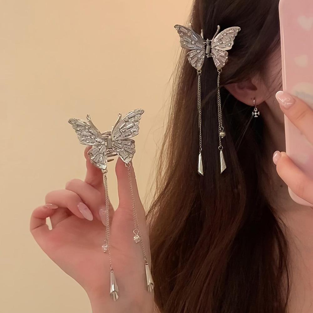 1pc Fashion Women's Butterfly Tassel Hair Accessory for Daily Holiday Exquisite Rhinestone Headpiece Elegant Cute Girl Hair Clip