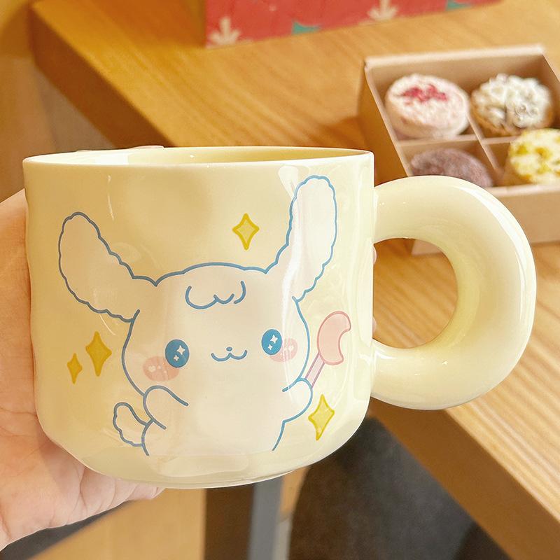 Ceramic Cup Fun Breakfast Cup Cute Cup Household Drinking Cup Office Mug Girls Gift With Lid Spoon