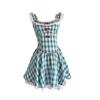 New Summer French Retro Blue Plaid Small Flying Sleeve Dress Feeling Small Flying Sleeve Tutu Dress Tide