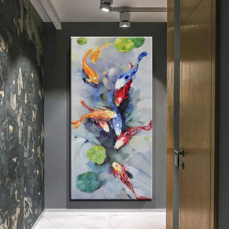 

Koi Рыба Лотос Холст Плакат Настенное искусство