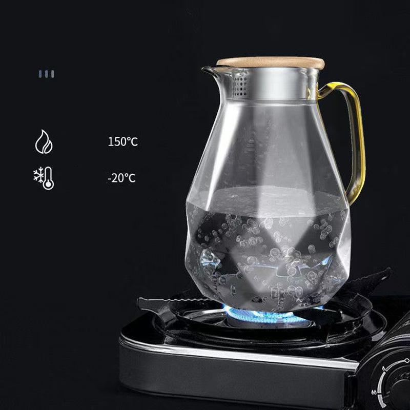 Transparent Heat-resistant Glass Teapot Large Capacity Flower Tea Cold Water Kettle Home, Hotel, Kitchen and Daily Necessities