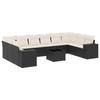 Vidaxl 11-Cz. Garden Lounge Set, Cushions Black Rattan Pe