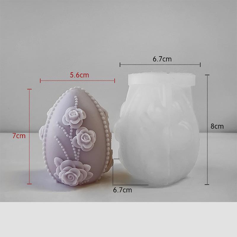 Easter Egg Silicone Candle Mold Aromatherapy Plaster DIY Craft Candles Making Tools Ornaments Embossed Flower Egg Mold