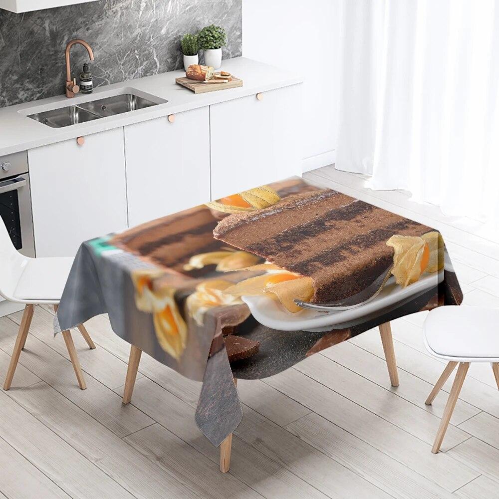 Fata de masa imprimata tort gurmand decor mese restaurant si antifouling dreptunghiular casa