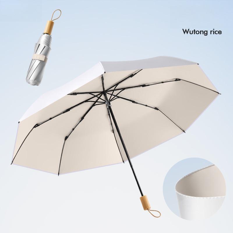 Premium Titanium Coated Manual Open Umbrella  UPF50+ Sun Rain Protection Double Layer Compact Folding Umbrella for Adults