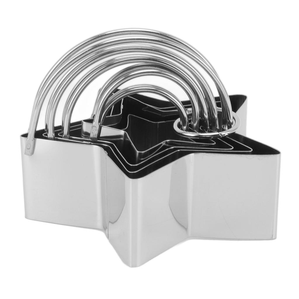 5PCS Cookie Cutter Set Stainless Steel Stars Shaped Biscuit Cutter Molds for Home Cake Kitchen