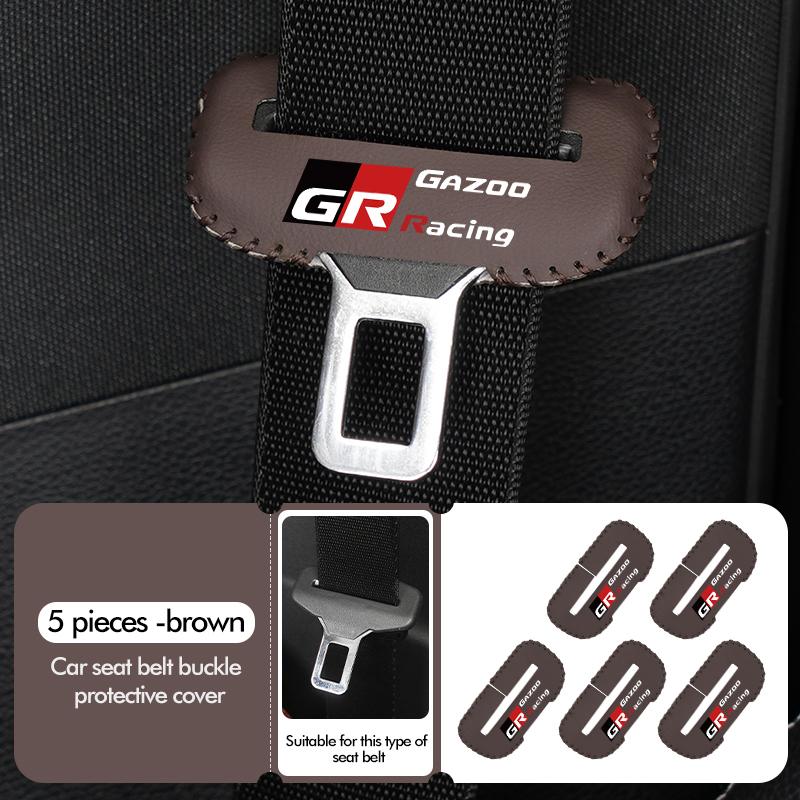 For Toyota Car Seat Belt Buckle Cover Leather Protector Anti-collision Case GR Sport Yaris Chr Auris Rav4 Prius Prado Avensis J33