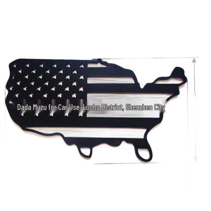 American Flag Map Metal Car Body Decorative Sticker (180mm×100mm)