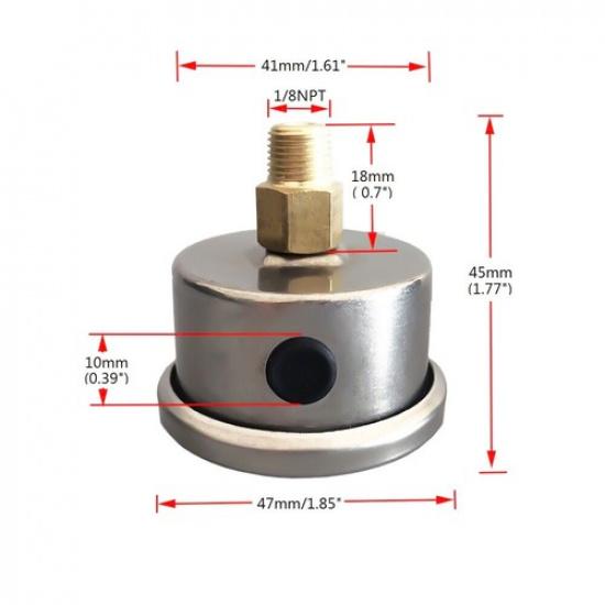 Fuel Pressure Gauge 0-100psi w/In-Line Adapter 3/8Inch Oil Liquid Pressure Gauge