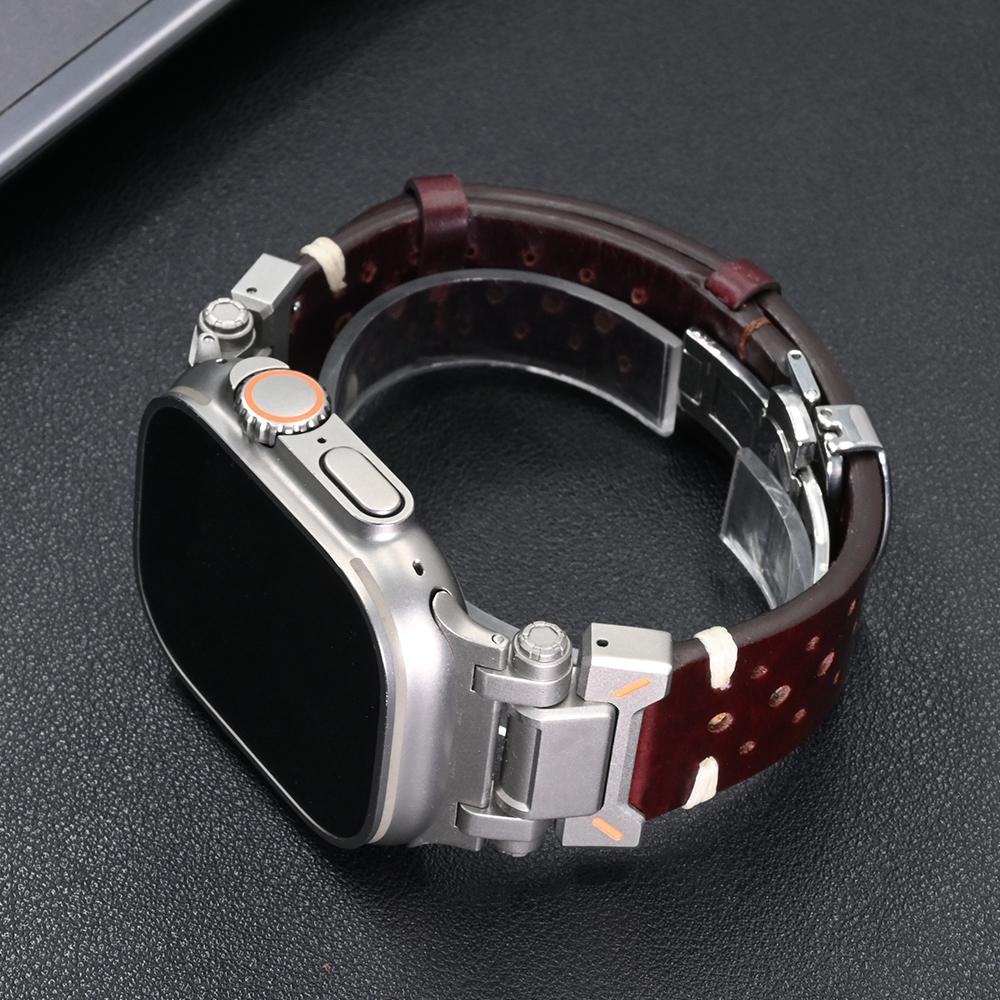 

Кожаный ремешок для Apple Watch Ultra 2 49 мм Серия 10 46 мм 44 45 мм браслет для Iwatch 10 9 7 8 6 5 4 se ultra мужской ремешок 49mm 46mm 45mm 44mm