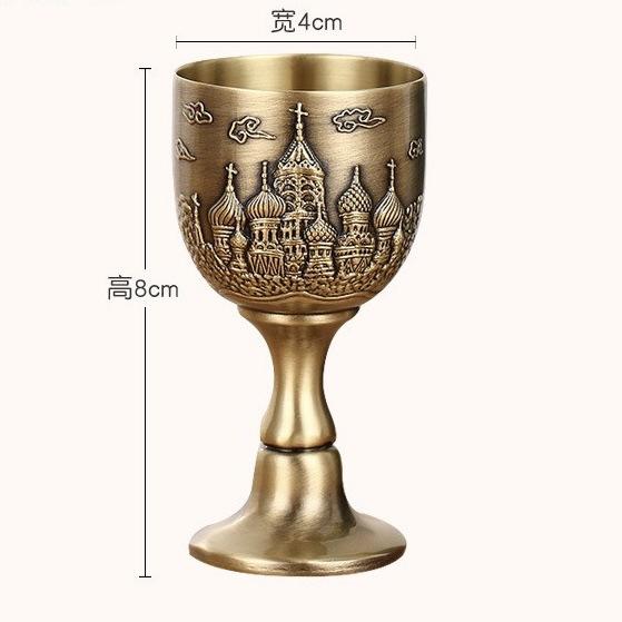 Zinklegierung ist ein hohes Weinglas, eine halbe Tael Baijiu-Tasse, Haushaltsornamente, hochwertiges doppeltes Biss-Weinglas