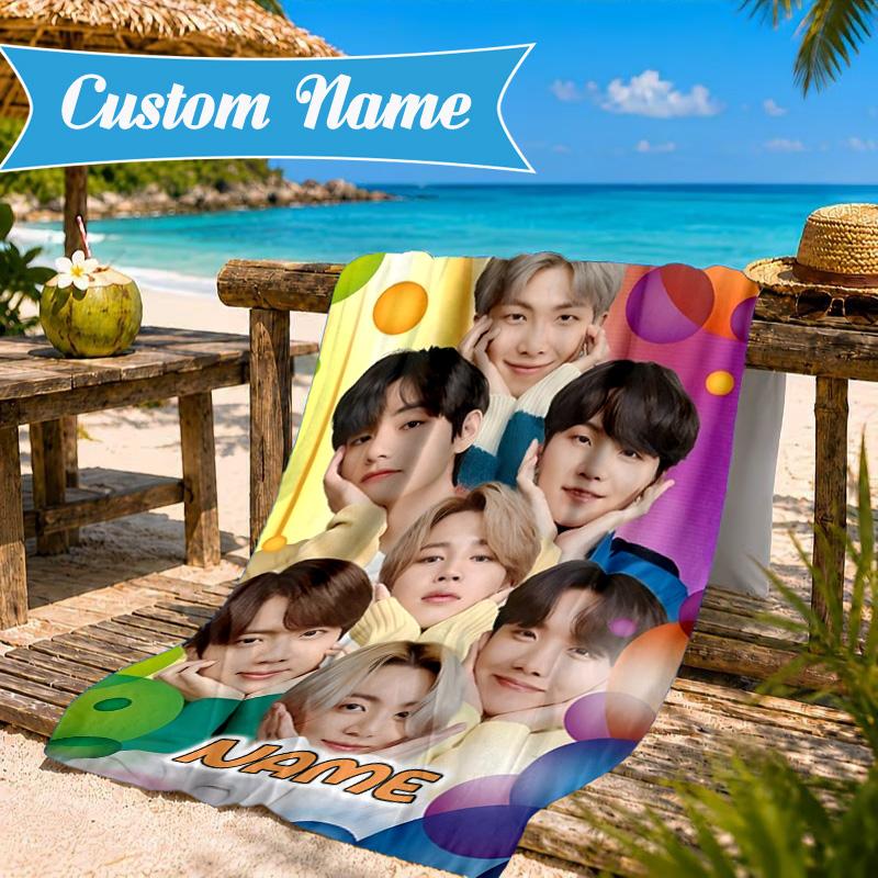 Custom Name Name Purple Harmony Beach Towel Microfiber Beach Towel, Lightweight and Quick-Dry, for Summer Travel, Swimming Pool Gift