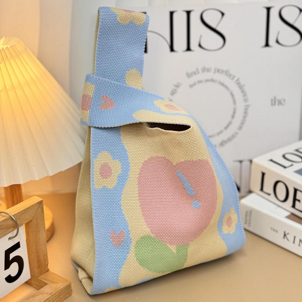 Festive Knitted Wedding Candy Bag - Personalized Korean Handbag with Logo