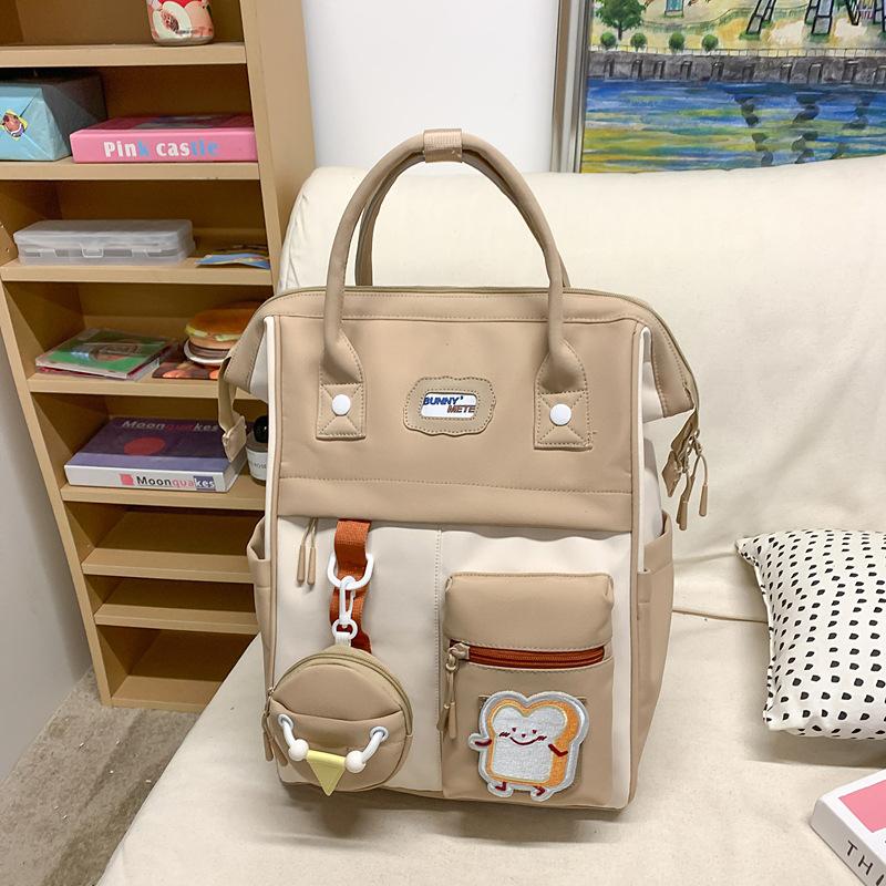 

New product niche design sense girls casual simple backpack women s Korean version ins style contrasting computer backpack хаки