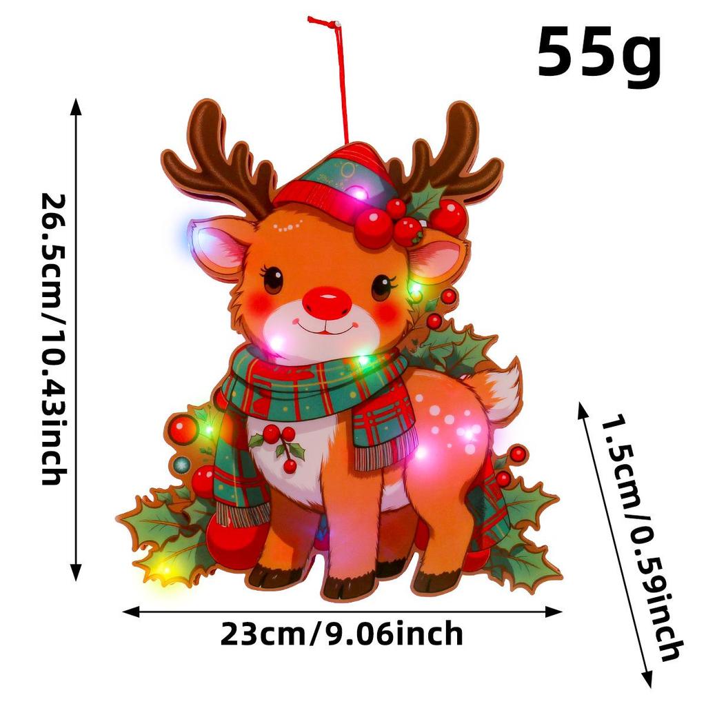 Illuminated Santa and Snowman Door Hanging Ornaments - Christmas DIY String Lights & Scene Decor.