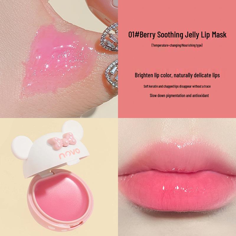 NOVO Ultra-Soft Cute Bear Hydrating Lip Mask: Moisturizing Gel, Lipstick Base & Balm